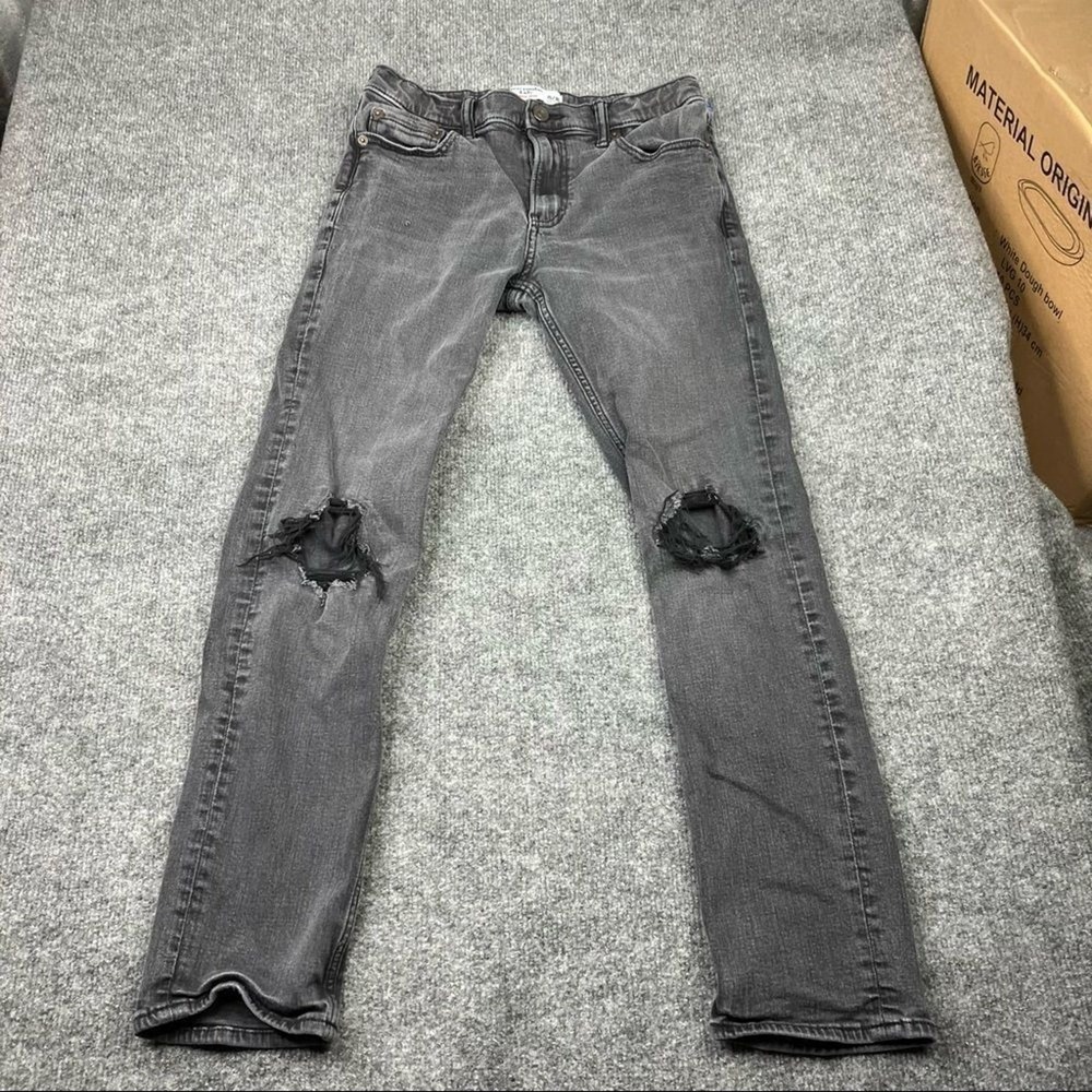 Abercrombie kids skinny jeans dark gray wash black jeans 15/16 distressed 26"